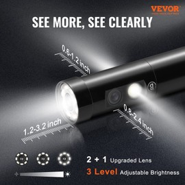 VEVOR Triple Lens Inspection Camera with Light, 5" IPS Screen Industrial Borescope, 8X Zoom 1080P HD Split Screen, 10 LED Lights Scope Camera for Automotive, Plumbing(16.5FT)