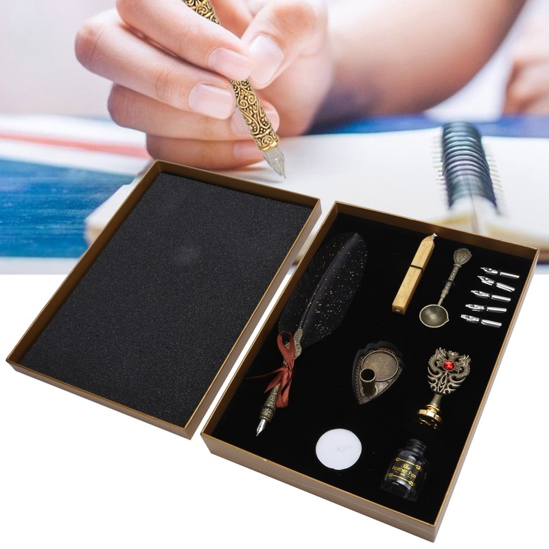 Quill Dip Pen Set Vintage Feather Fountain Pen Student Writing
