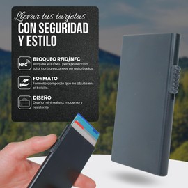 Slim Metal Card Holder with RFID Blocking and 6 Card Capacity: Unisex Pop Up Wallet, Contactless Protection and Credit Card Organiser, Black, Modern, black, Modern