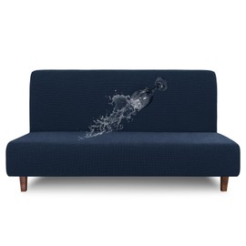 Easy-Going 100% Waterproof Futon Cover, Dual Waterproof Couch Cover for Futon, Stretch Jacquard Sofa Cover, Leakproof Furniture Protector for Kids, Pets, Dog and Cat (Medium, Dark Blue)