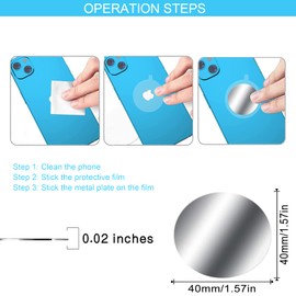 ChaneeHann Metallplatte Selbstklebend 6 Stück Metallplättchen Handy Metall Platte Set Kleber Metallplatte für Magnet kfz Handyhalterung Auto Zubehör, Schwarz + Silber Runden