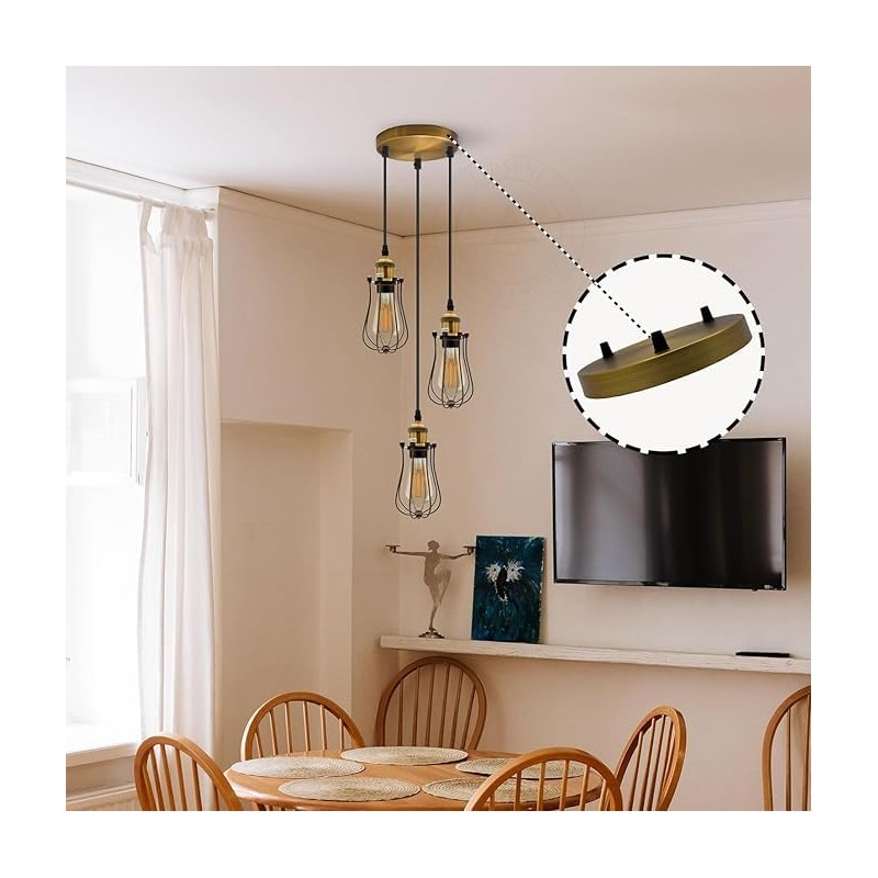 LEDSone 3 Point Ceiling Rose Pendant Cable Grip Clamp Plate