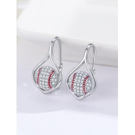 Baseball Earrings for Women 925 Sterling Silver Softball Dangle Drop Sport Jewelry Anniversary Birthday Gifts for Wife Mom