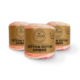 Troyarn Cotton Royal Ombre (3- Skeins Pack) Yarn with Rainbow Colors,Soft Yarn for Crocheting and Knitting%100 Organic Cotton Four Season Yarn 3x100 gr (3x230 yds) (20101)