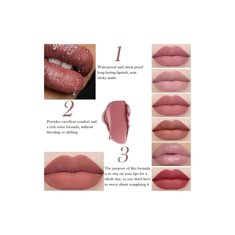 10Pcs Lápiz Labial Líquido con 2 Glitter Labial Set de