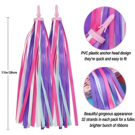 PLATT Kid's Bicycle Handlebar Streamers Colorful Ribbons Tassel for Girls Boys Bicycle Handlebar Scooter Handgrip (Purple 1Pair)