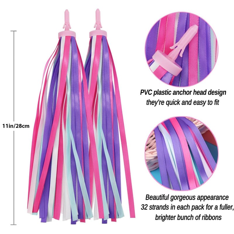 PLATT Kid's Bicycle Handlebar Streamers Colorful Ribbons Tassel for Girls