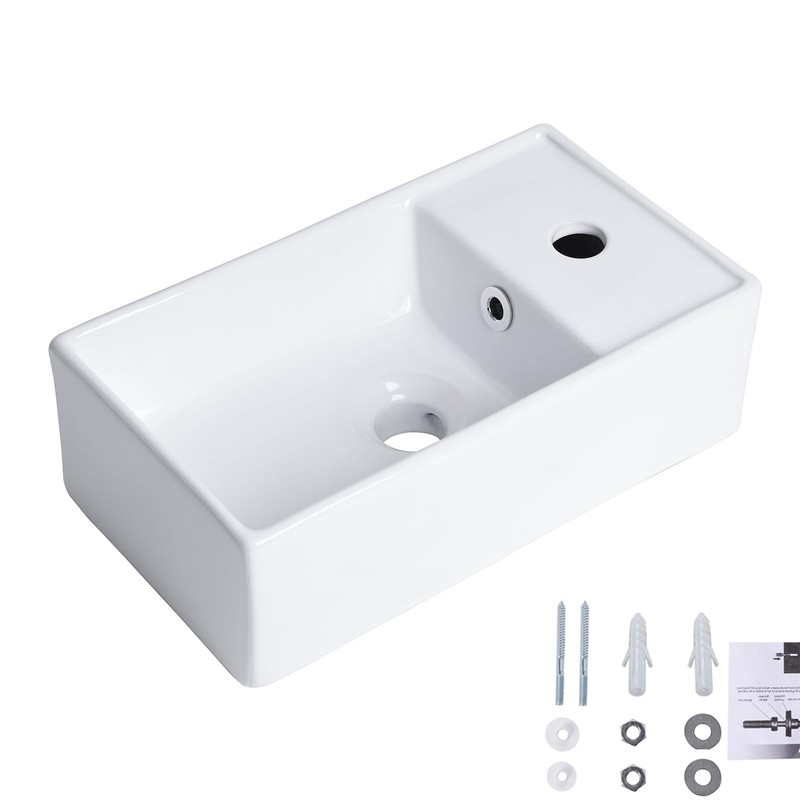Small Wall Mount Bathroom Vessel Sink, QISHKA 15.6" X 8.6"