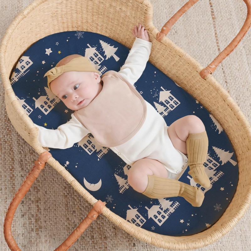 Yukkidds Moses Basket Sheets 2 Pack Pram Sheets Fitted Most