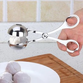 Stainless Steel Meatball Maker Tool – Non-Stick Scissor Scoop for Perfect Round Meatballs, Rice Balls, Cookie Dough, Sorbet & Kitchen Food Prep