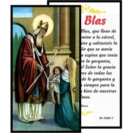 Oracion a San Blas Tarjeta de Rezo Bendecida Importada de Italia Laminada con