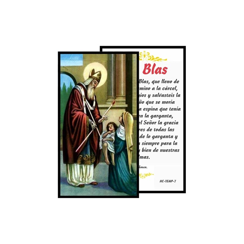 Oracion a San Blas Tarjeta de Rezo Bendecida Importada de