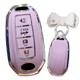 TECART TPU Key Case Fit for Infiniti Q50 Q60 QX50 QX55 Key Fob Keychain Key Shell Holder Accessories 4 Button Purple B