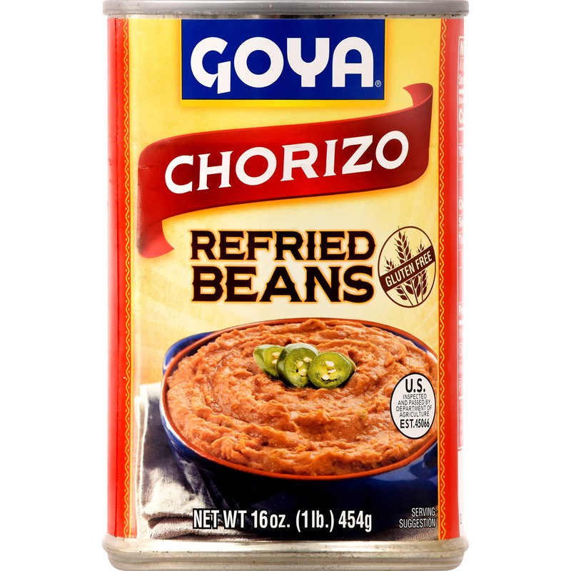 Goya Foods Refried Beans Chorizo, 16 Ounce (Pack of 12)