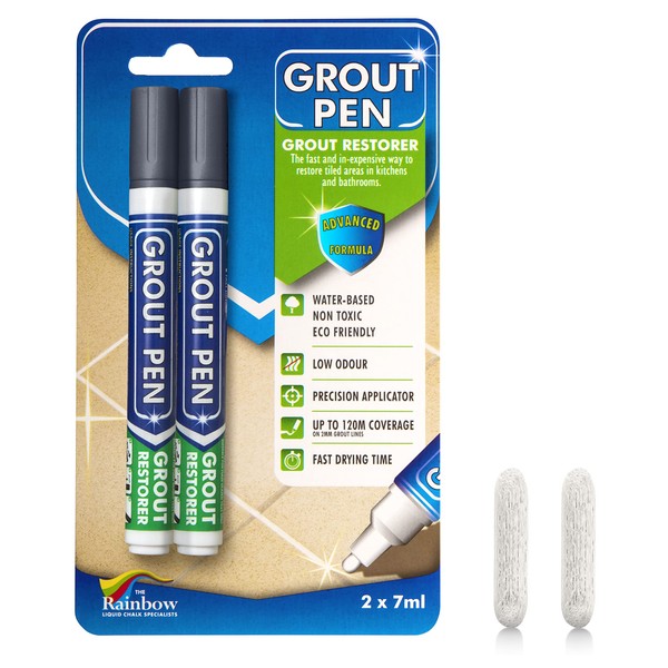 Twin Pack (DARK GREY) Grout Pen - Designed for restoring