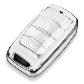 Tukellen for Dodge Key Fob Cover Soft TPU Full Protection Key Shell Key Case Compatible with 2019-2023 Dodge RAM 1500 2500 3500 ,4-5 Buttons(White)