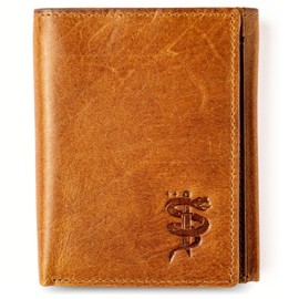 Freedom Leather RFID Trifold Wallet for Men with Smart Pocket for Air Tag or Other Tracking Devices and 2 ID Windows In Durable Top Grain Leather Ideal for Travel