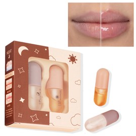 Lip Oil Set, Clear Lip Gloss Sets for Teenage Girls, 2Pcs Hydrating Plumping Lip Glow Oil Lip Balm Multipack, Moisturizing Liquid Lipstick Lip Care Kit Lip Plumper Lipgloss Make up Gifts for Women