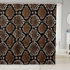Snake Shower Curtains 72"Wx84"L,Warm Taupe Snakeskin Pattern Shower Curtain Reptile Wild Animal Skin Bath Curtain,Exotic Tribe Tropical Wildlife Bathroom Accessories S-Shaped Little Dragon Bath Decor