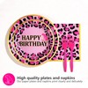 Grencian 96 Pcs Pink Leopard Birthday Party Supplies Cheetah Print
