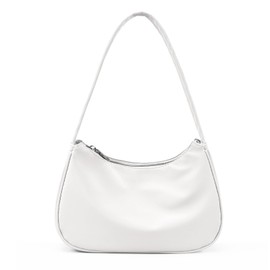Yuson Girl Women's Shoulder Bag, PU Bag, Small Nylon Shoulder Bag, Vintage Bag, Y2K Fashion Handbags, Mini Shoulder Bag with Zip, White
