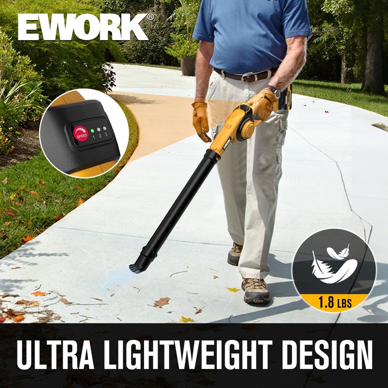 EWORK Small Leaf Blower Cordless 200 MPH Mini Electric Leaf