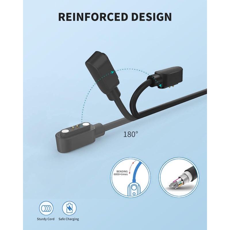 YANMONGI Smart Watch Charger for TORJALPH 3.3Ft/100cm 2 Pin USB