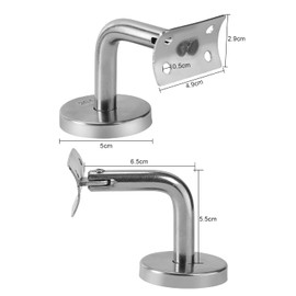 Sonnewelt Pack of 5 Stainless Steel Handrail Support Handrail Holder Stainless Steel Diameter 50 Handrail Support Railing Wall Handrail Bracket Handrail Attachment for Wall Mountings/Support (Silver)