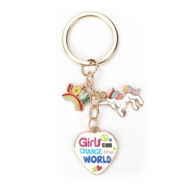 SHTALHST Unicorn Keychain,Rainbow Keychain Gifts for Women,Girls Can Change The World Bestie Gifts,Friend Keychain,Birthday, Valentine's, Thanksgiving,Christmas Gift for Sisters, Besties, Friends