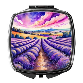Caroline's Treasures Colorful English Lavender Compact Mirror Decorative Travel Makeup Mirror for Women Girls Gifts Pocket Makeup Mirror Folding Handheld