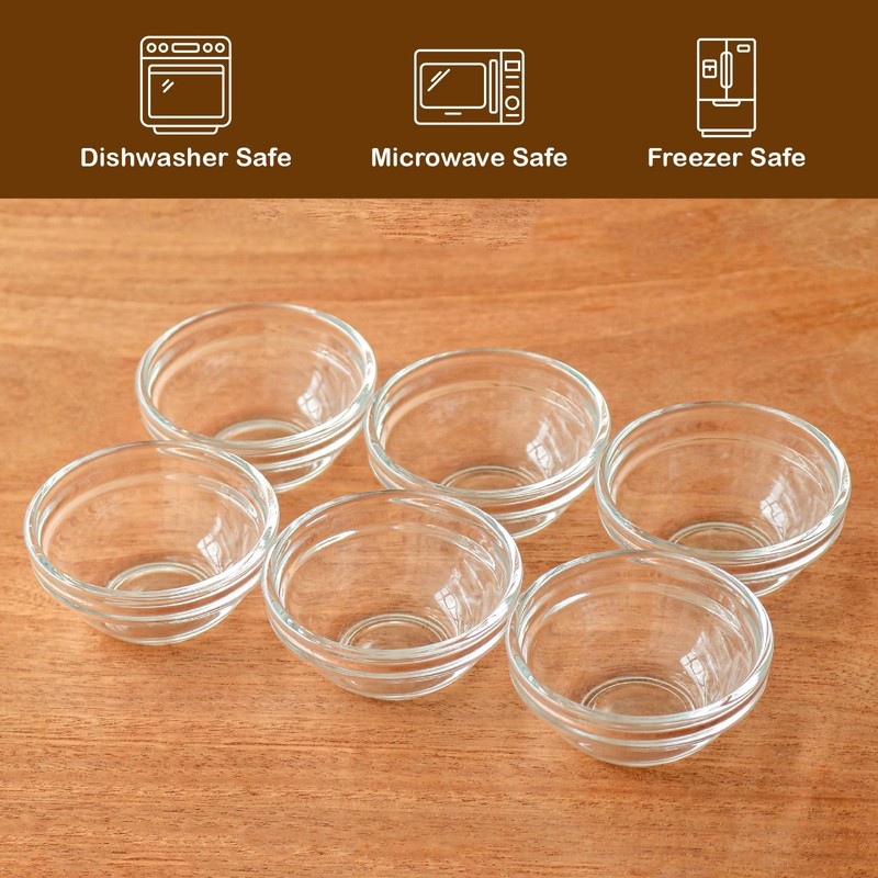 1.5 oz Clear Glass Bowl, Mini Prep Dish for Salt