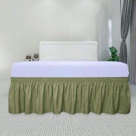 PureFit Falda de cama envolvente con volantes con cinturón elástico ajustable, caída de 22 pulgadas, fácil de poner, falda de cama sin arrugas, volantes contra el polvo, funda para cama individual,