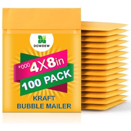 Kraft Bubble Mailers 100 Pack Mailing Packing Envelopes #000 4" x 8"