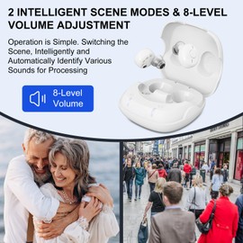 Jelava Hearing Aids, Rechargeable Hearing Aid for Seniors & Adults with Noise Cancelling, Invisible Hearing Amplifier Personal Sound Amplification Devices with Portable Charging Case White
