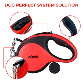 Edipets, Retractable Dog Lead, Extendable Dog Lead, 3, 5 and 8 Metres Long Flexible Tape for Training and Walking, for Small, Medium and Large Dogs (8 Metres, Red/Black)