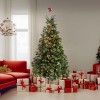 Árbol De Navidad Pino Artificial Verde Con Luces Led 2.1m