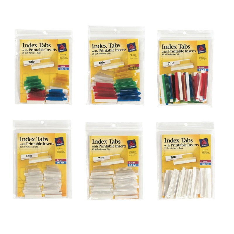 Avery 16219 Insertable Index Tabs with Printable Inserts, 1, Assorted