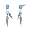 YAFEINI Feather Turquoise Earrings 925 Sterling Silver Bohemia Feather Earrings