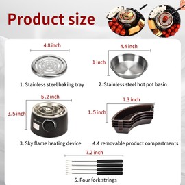 BADALU 2 in 1 Electric S'mores Maker & Fondue Pot, Temperature Control Tabletop Indoor S'mores Maker Kit with 4 Roasting Forks Housewarming Christmas Gifts,Family Gifts