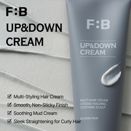 [Forbeaut] Up&Down Cream – Multi Styling with Natural Oils, Sleek Straightening & Perm Styling for Men, Long-Lasting Hold, Lightweight Texture, Non-Sticky Finish, Green Apple Scent, 100ml / 3.38 fl.oz