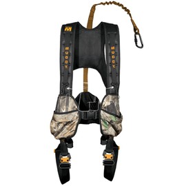 Muddy Hunting Tree Stand Safety Systems Lightweight Padded Nylon Quick-Release Crossover Harness Combo, Large