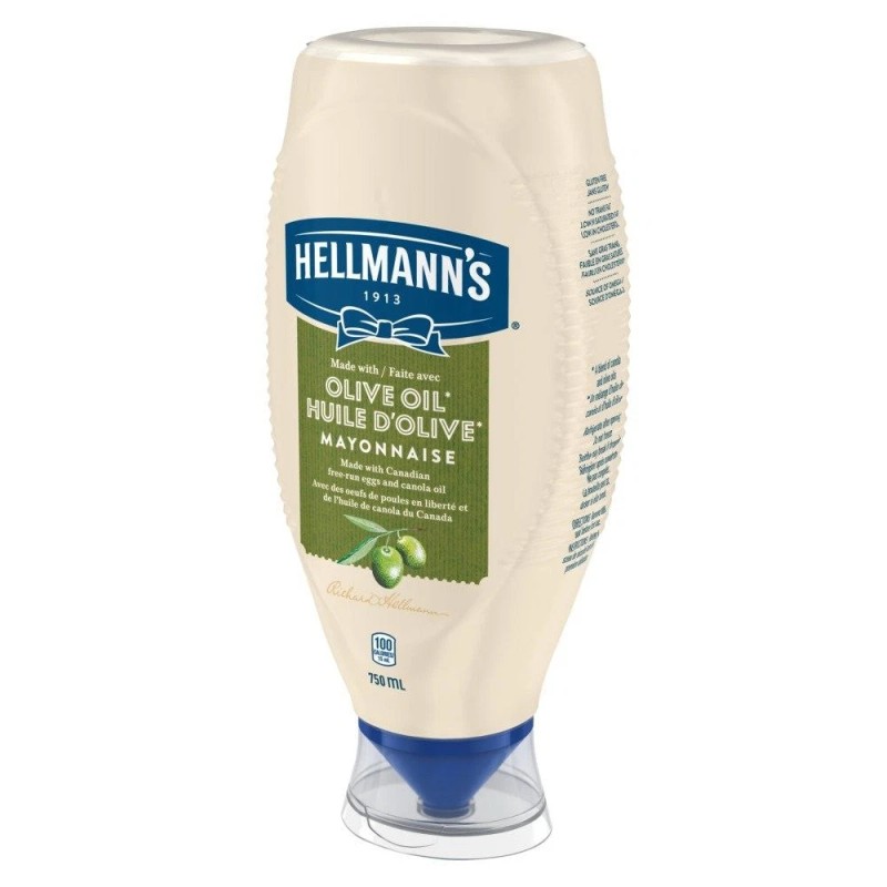 Hellmanns Hellmann's Mayonnaise, Olive Oil, 750 ml/25.4 fl. oz., {Imported