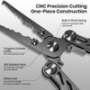 Pristis Fishing Pliers with Multitools, Titanium Coated Stainless Steel