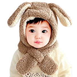 KAKELO Knit Hat, Baby Hat, Rabbit, Bear, Ears, For Babies, Kids, Children, Fluffy, Warm, Braun