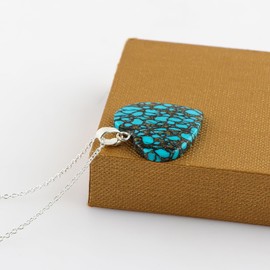 Yashee Natural Turquoise Heart Shape Crystals Pendant Necklace, Chakra Energy Healing Gemstone, Real Crystal, Top Grade, Beautiful Women Simple Jewelry, Dainty Silver Plated Jewelry 18 inch