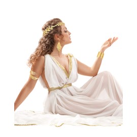 Diamday Grecian Goddess Costume Accessories Set for Women Leaf Headband Coil Upper Arm Bracelet Dangle Earrings for Wedding Toga Party 1