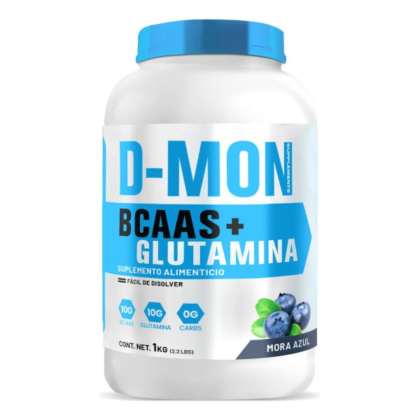 Aminoácidos Bcaas + Glutamina D-mon 1kg Sabor Mora Azul