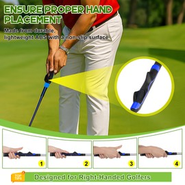 Golf Grip Trainer & Connection Band, Club Grip Trainer Aid Attachment and Swing Correcting Arm Band Kit for Right Handed Men Women Golfer Beginner Fix and Elbow Position(Blue)