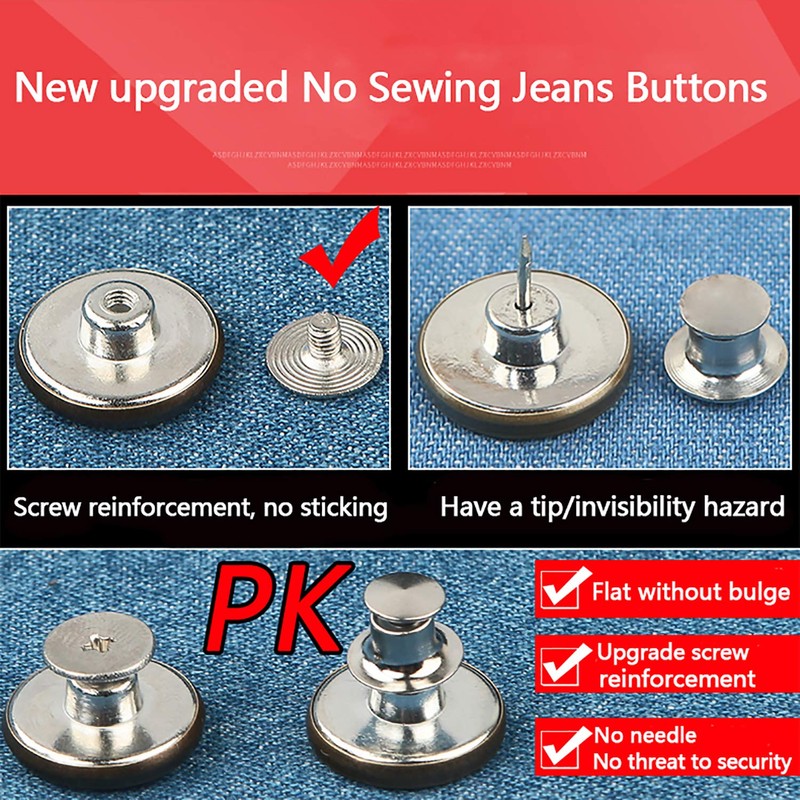 GIYOMI 17mm No Sewing Jeans Buttons Replacement Kit with Metal