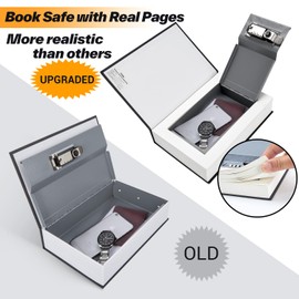 Book Safe with Combination Lock, Ohuhu Real Paper Diversion Book Safe Storage Box, Portable Money Box, Safe Box Great for Storing Money, Jewelry and Key